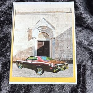 Vintage Muscle Car Art Print - Maroon and Yellow